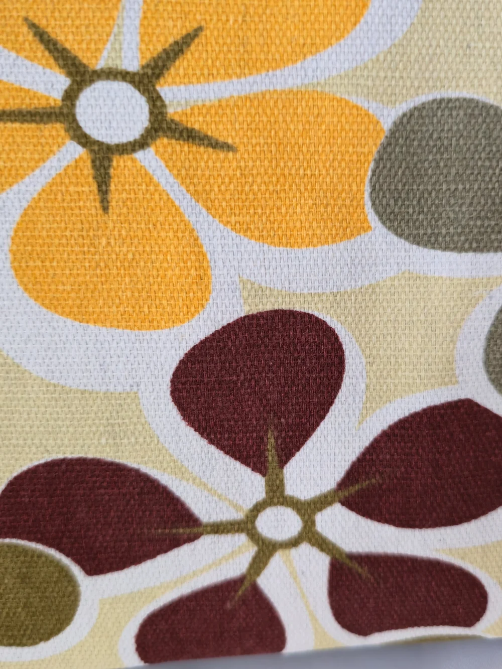 Floral Canvas Tote Bag in Yellow, Olive , Cream & Gray -‎ LARGE